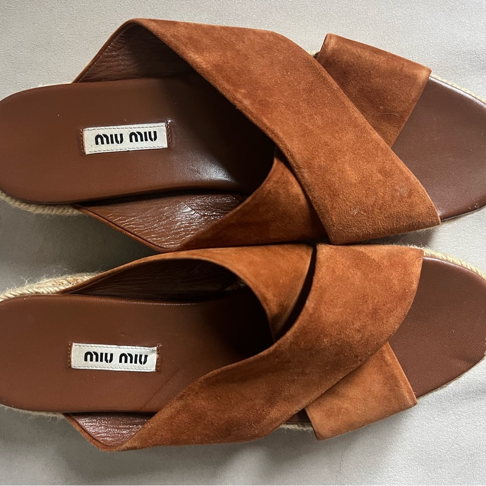 Miu Miu Brown Espadrille Sandals